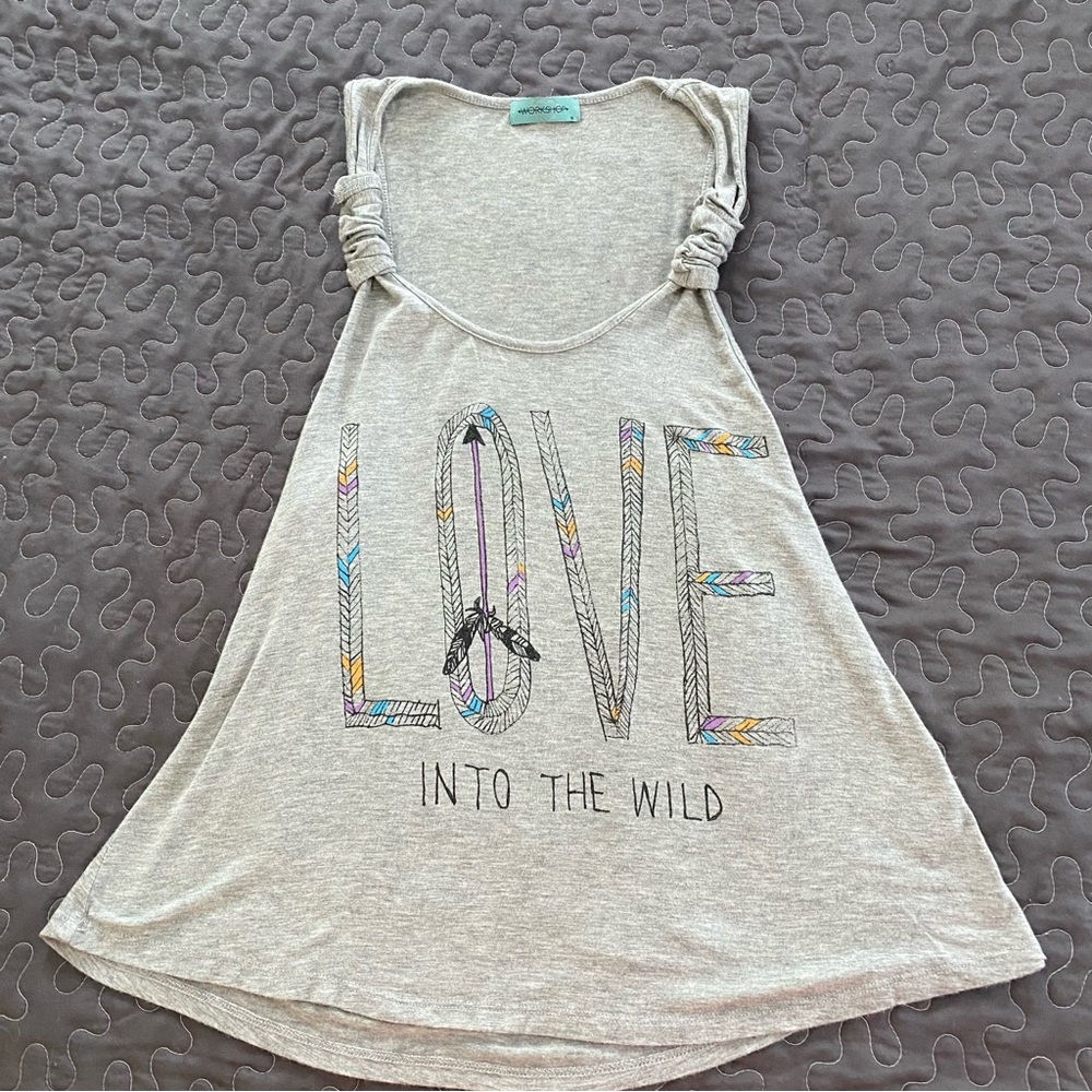 Workshop Republic Clothing Gray Tank Top with Colorful LOVE Design